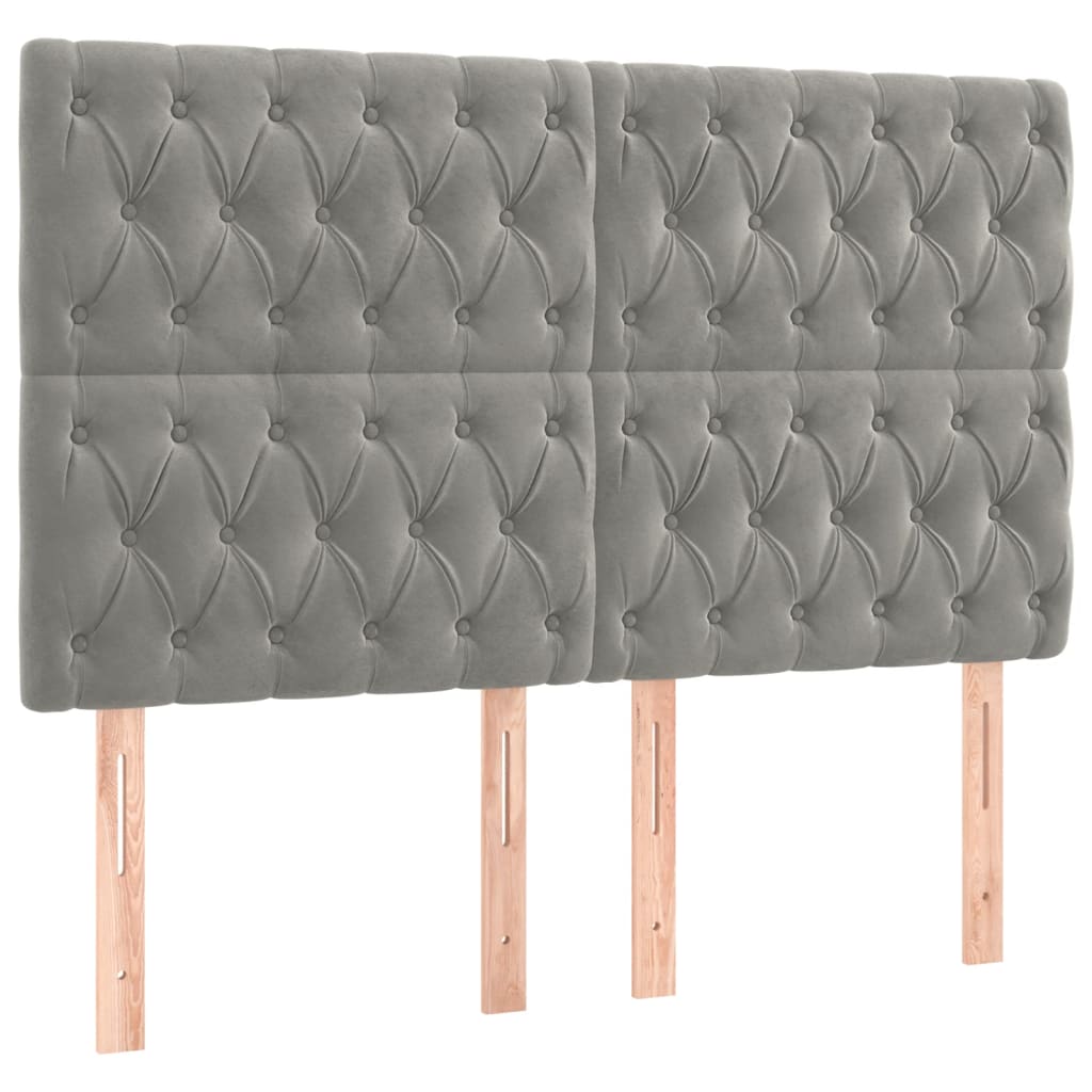 Cadre de lit sans matelas gris clair 160 x 200 cm en velours - 8