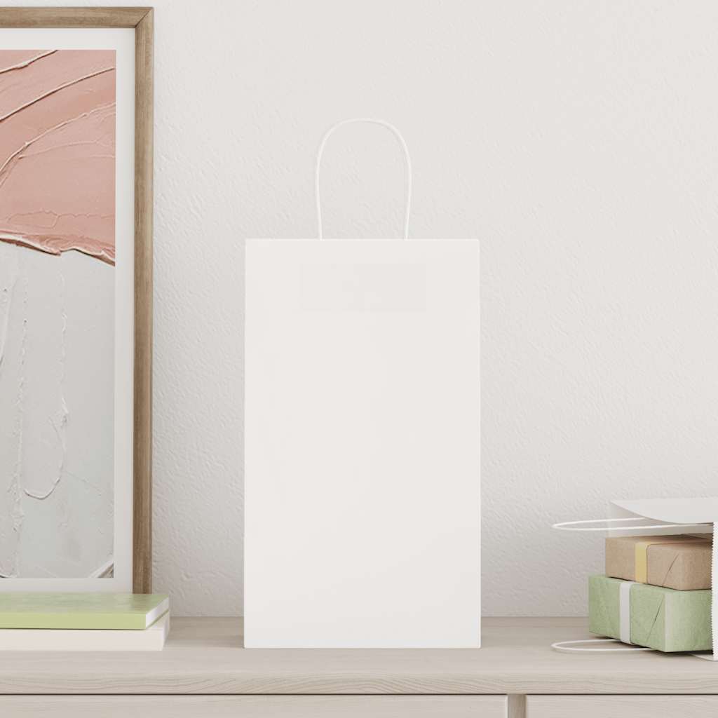 Torby papierowe 250 szt. z uchwytami białe 21x11x36 cm vidaXL
