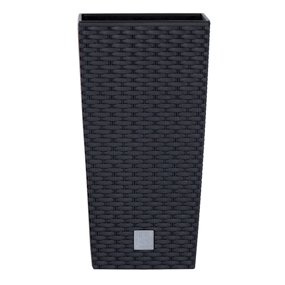 ZANVIC Cache-pot haut style rotin 26x26x50 cm Anthracite - 2
