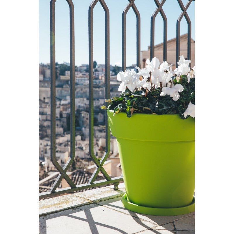 Vase design moderne Ø50 H44 en polymère vert résistant pour l'intérieur et l'extérieur - Fabriqué en Italie - Monacis - 5