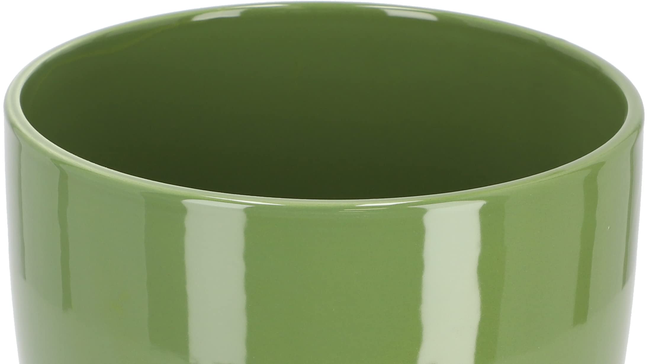 Pot de Fleurs, en Céramique, Pour Fleurs, Plantes, Diamètre : 13 cm, Avec Bac d'Égouttement, Vert - KOTARBAU - 4
