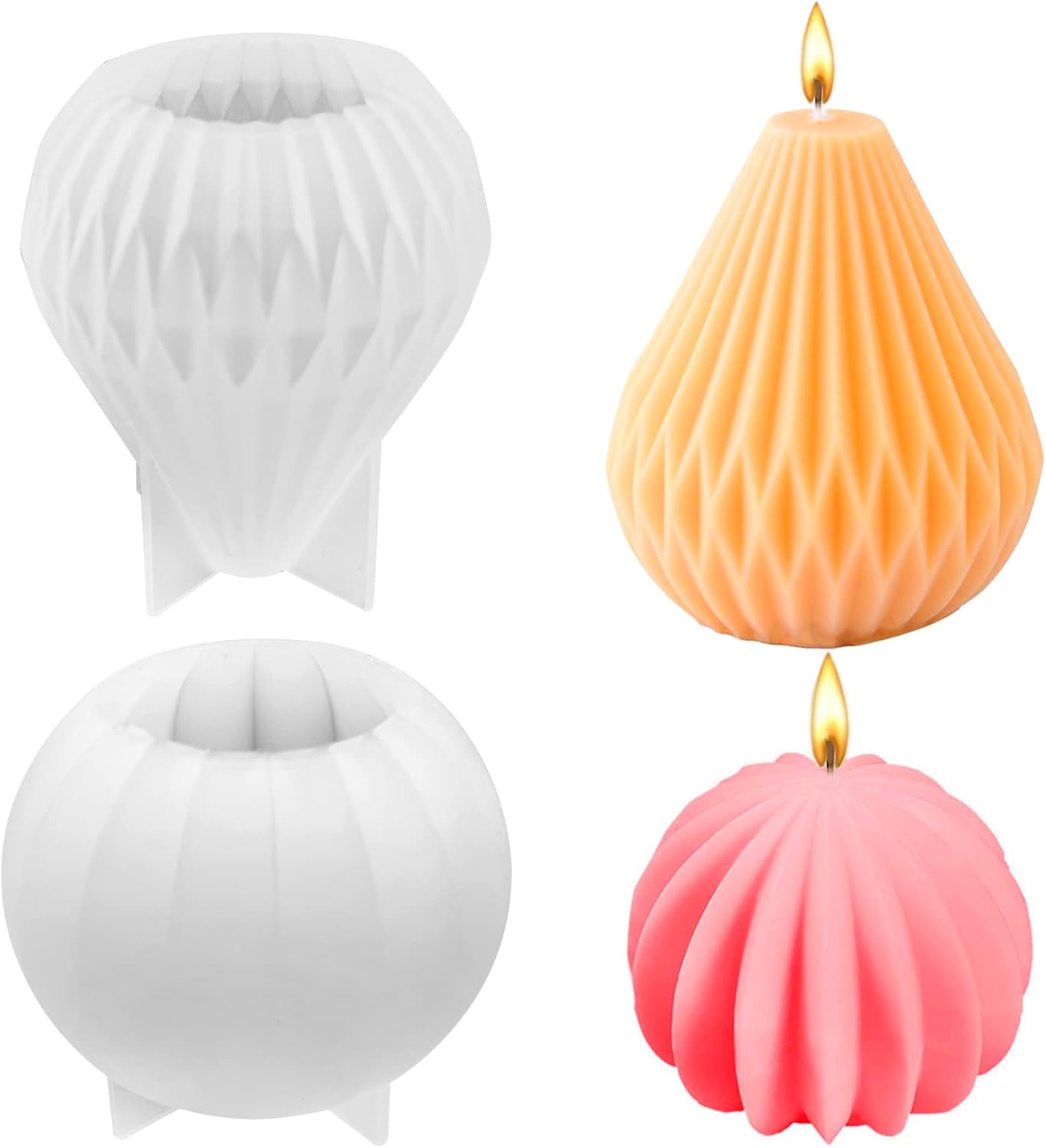 Zhenzhenlo Moule En Silicone Ligne Géométrique, Moule à Bougie En Forme De Poire, Moule à Bougie Poire 3D, DIY Bougies Moule, Pour Fabrication De Bougies,de Chocolat,de Savon, Etc