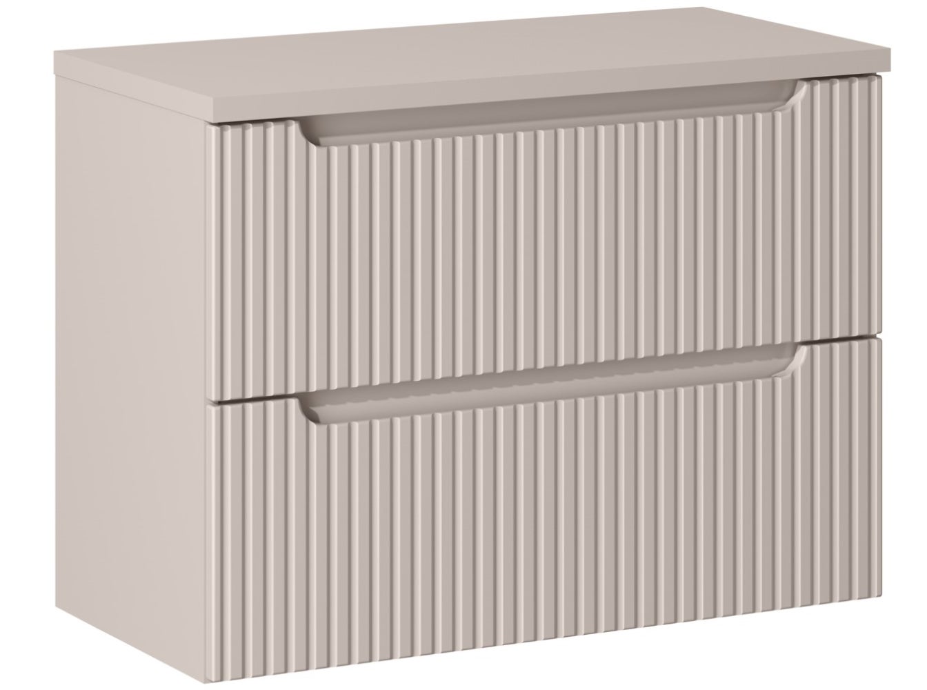 Szafka łazienkowa NOVA 80 cm kaszmir z blatem kaszmir wisząca ryflowane fronty szuflady