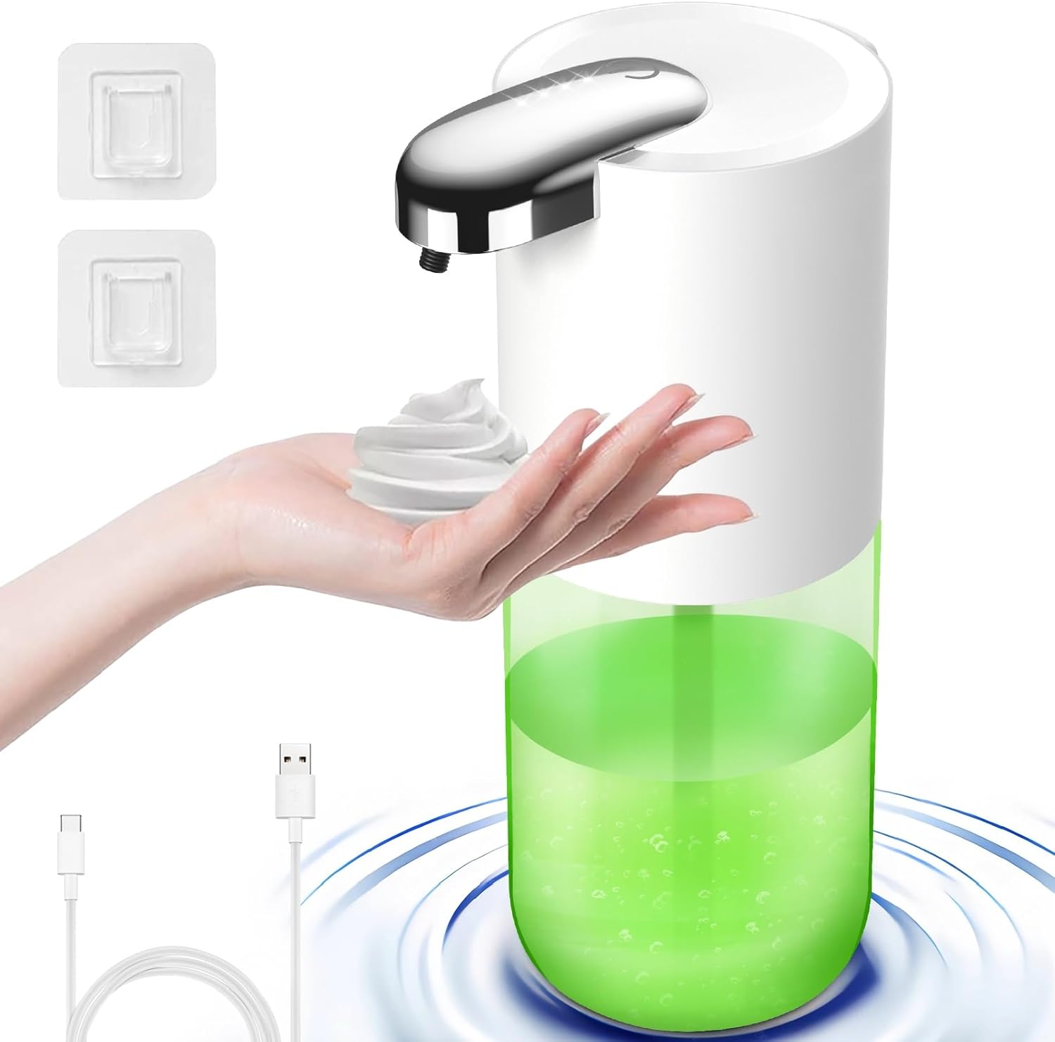 Automatyczny dozownik mydła w pianie, 380 ml, 4-stopniowa regulacja objętości piany, ścienny elektryczny dozownik mydła, odpowiedni do kuchni, ła