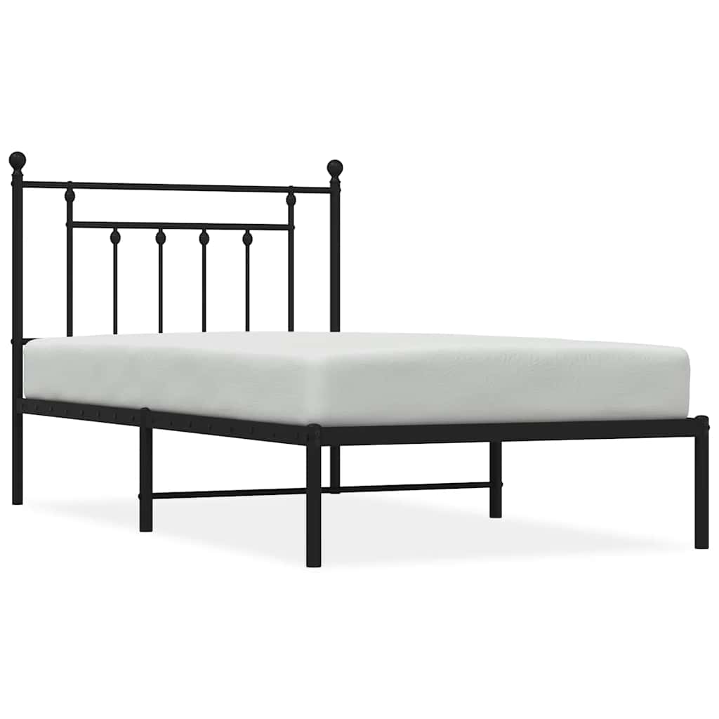 Łóżko Metalowe Czarne Rama Łóżka Ze Stelażem Do Pokoju Sypialni 100x190 cm
