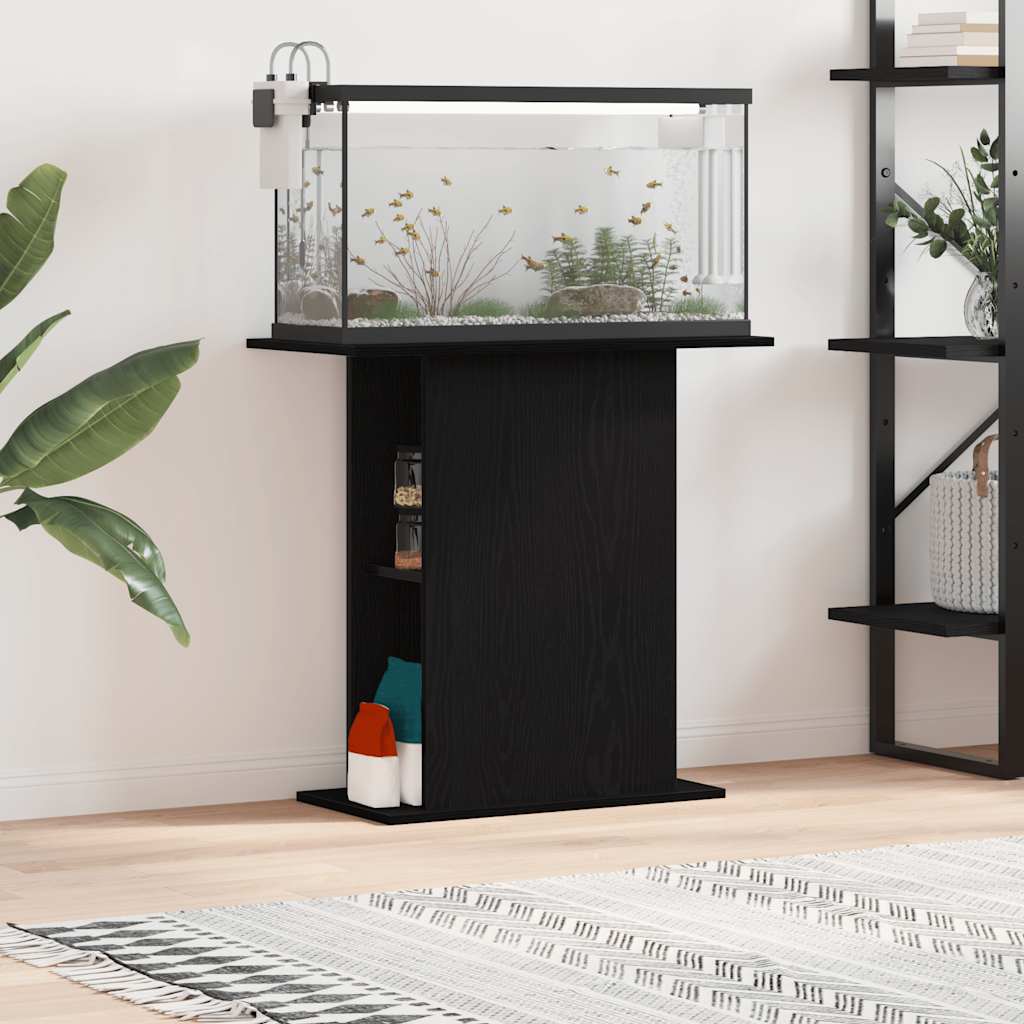 Vidaxl  Soporte Para Acuario De Roble 75X36x72,5 Cm De Madera De Ingeniería Negro , Leroy Merlin