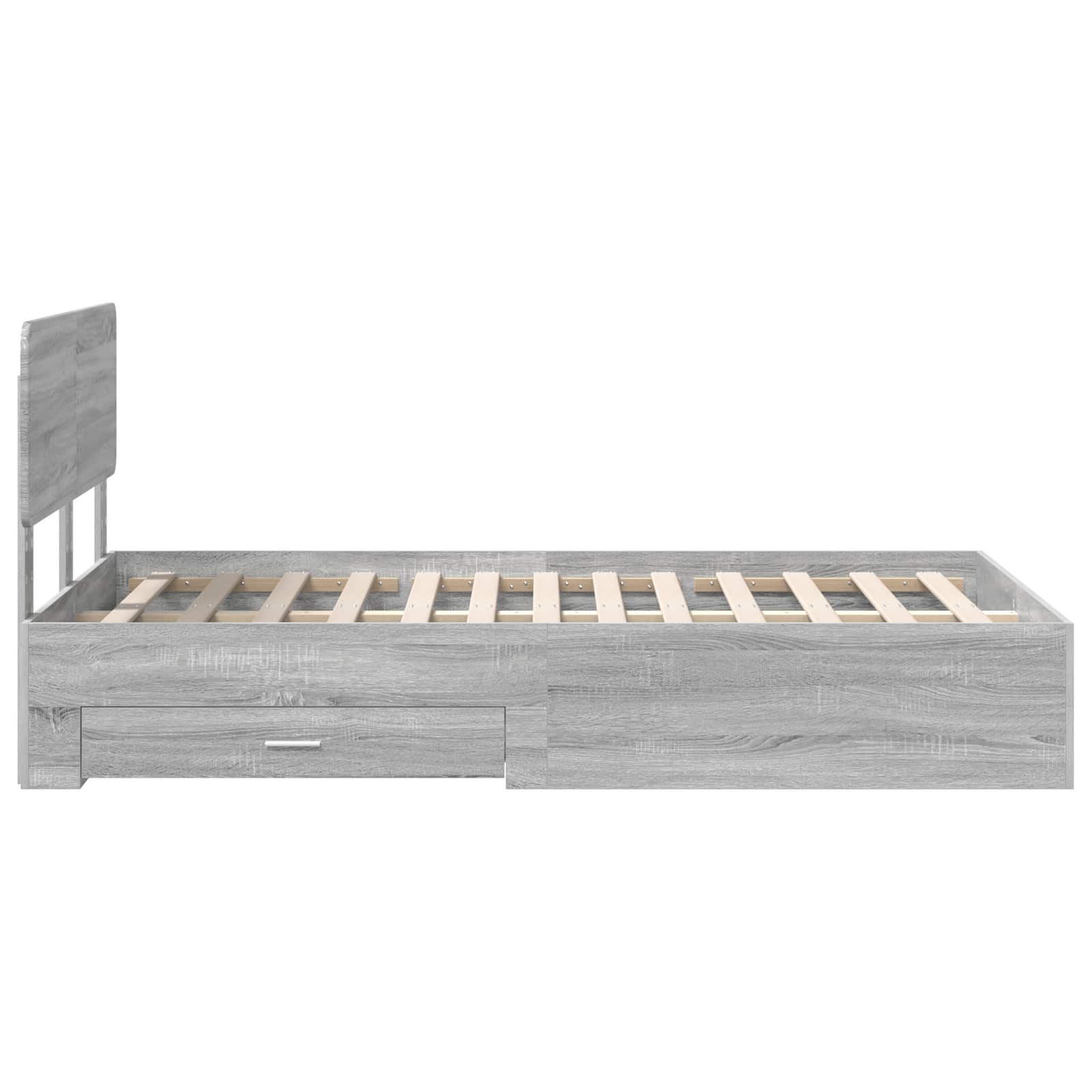 Cadre de lit en panneau de bois gris pour la chambre, 135 × 190 cm - 9