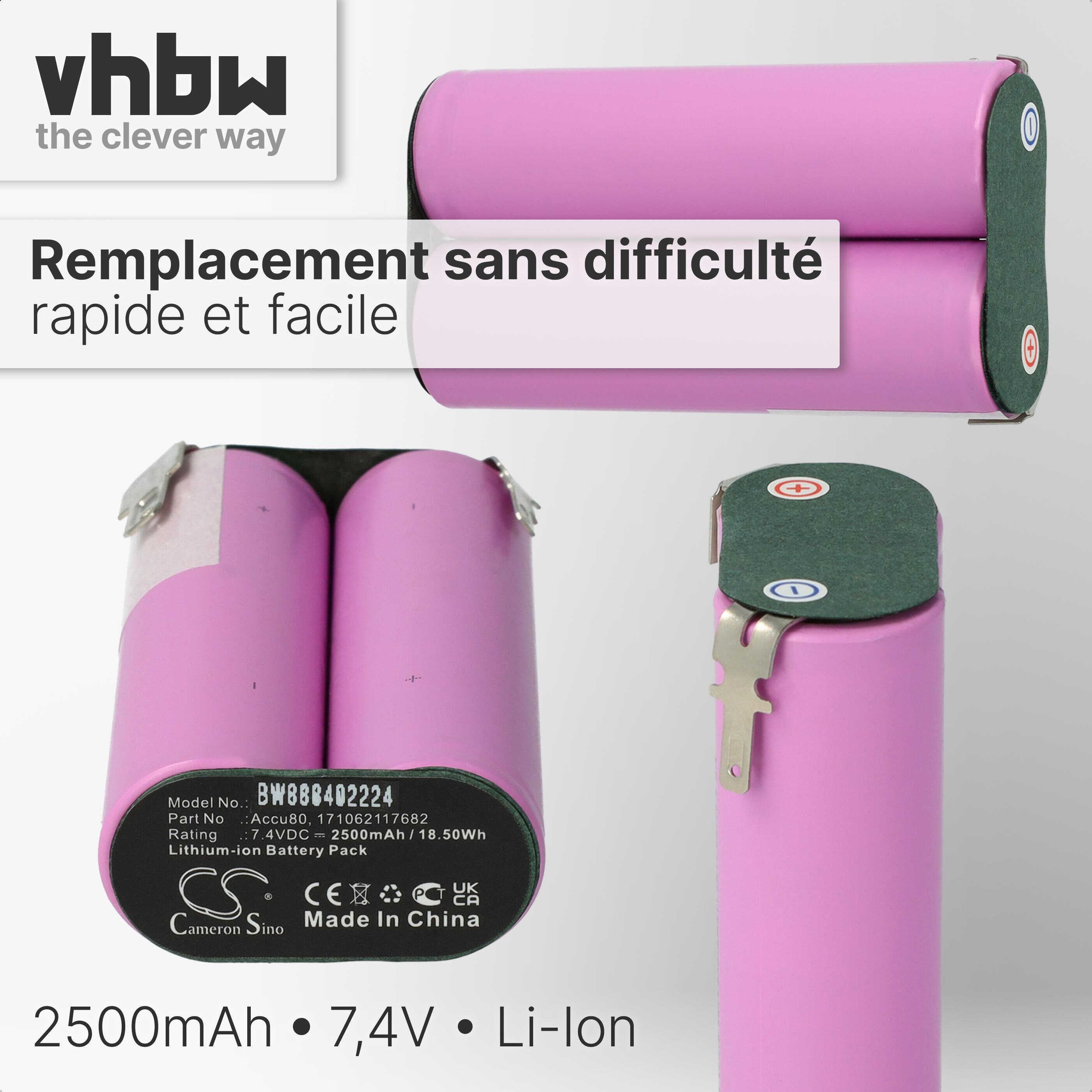 vhbw Batterie compatible avec Wolf Garten 8824, 8803, BS80 Plus (2500mAh, 7,4V, Li-ion) - 4