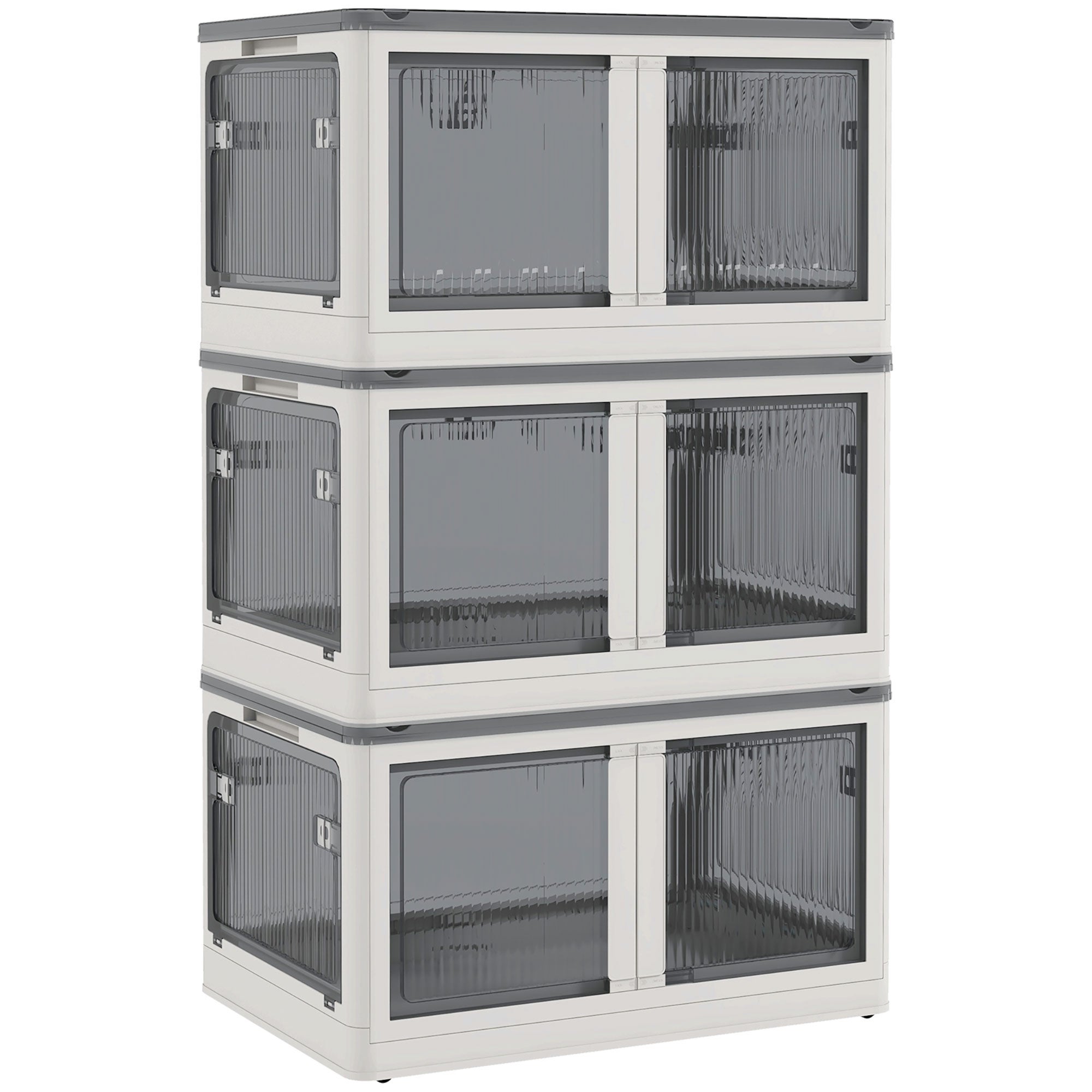 Coffre de rangement empilable 69 L à roulettes, pliable, accès sur 5 ...