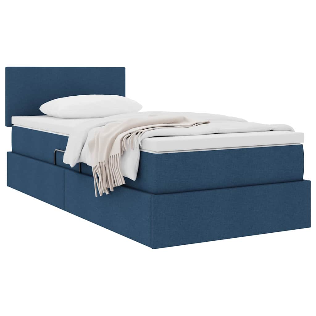 Lit avec rangement et matelas bleu 90 x 200 cm velours - 3