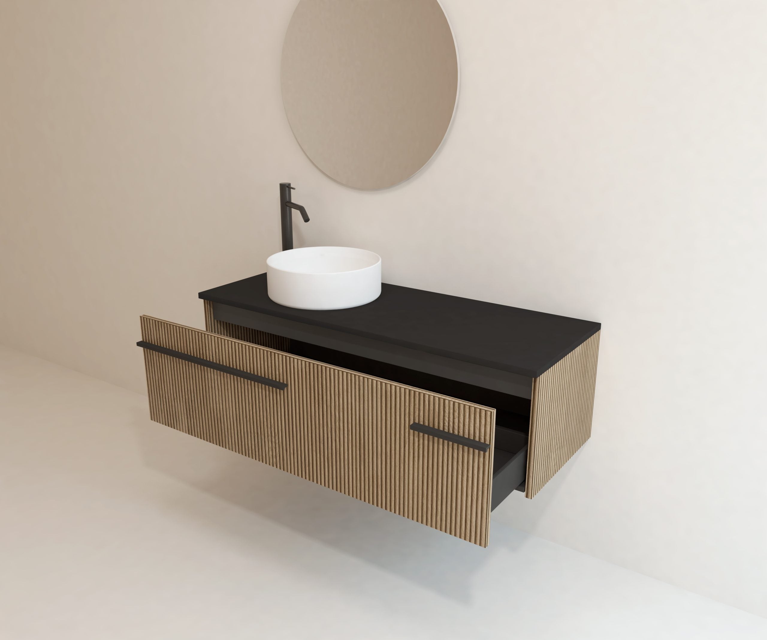 Ensemble de salle de bains Avantarea VOUGLANS Alcatraz 120 cm + lavabo + miroir rond - 5