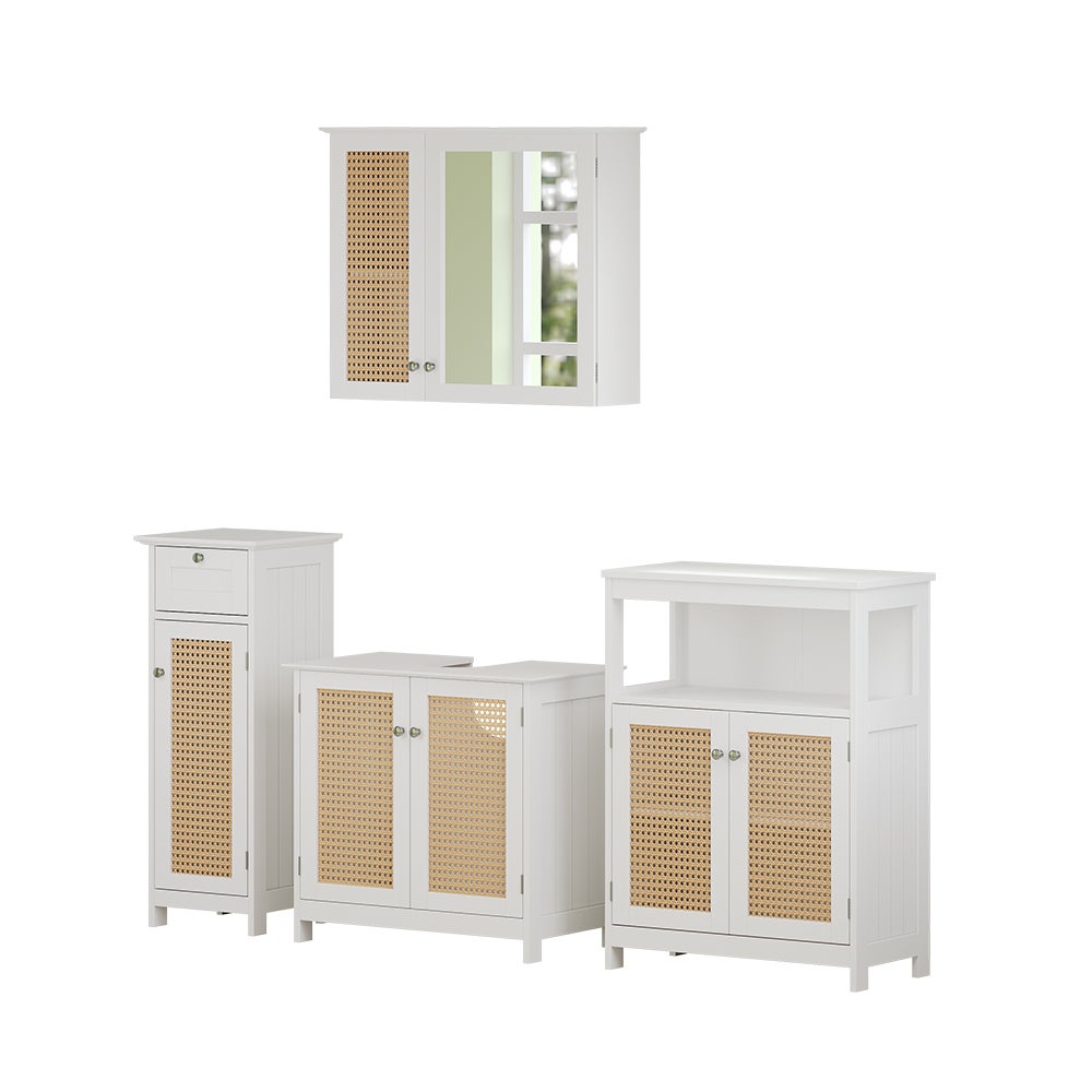 Vicco Zestaw mebli łazienkowych Rosario, Biały, 4-częściowy, z szafką midi