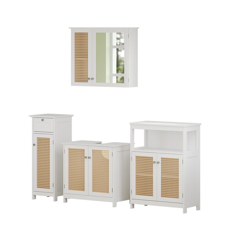 Vicco Zestaw mebli łazienkowych Rosario, Biały, 4-częściowy, z szafką midi