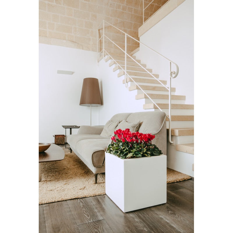 Vase design moderne 40x40 H40 en polymère gris résistant pour intérieur et extérieur - Fabriqué en Italie - Monacis - 8