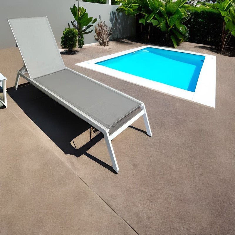 TUMBONA DE TERRAZA / HAMACA DE JARDIN METAL BLANCO / TEXTILIN GRIS 190 X 63 - 2
