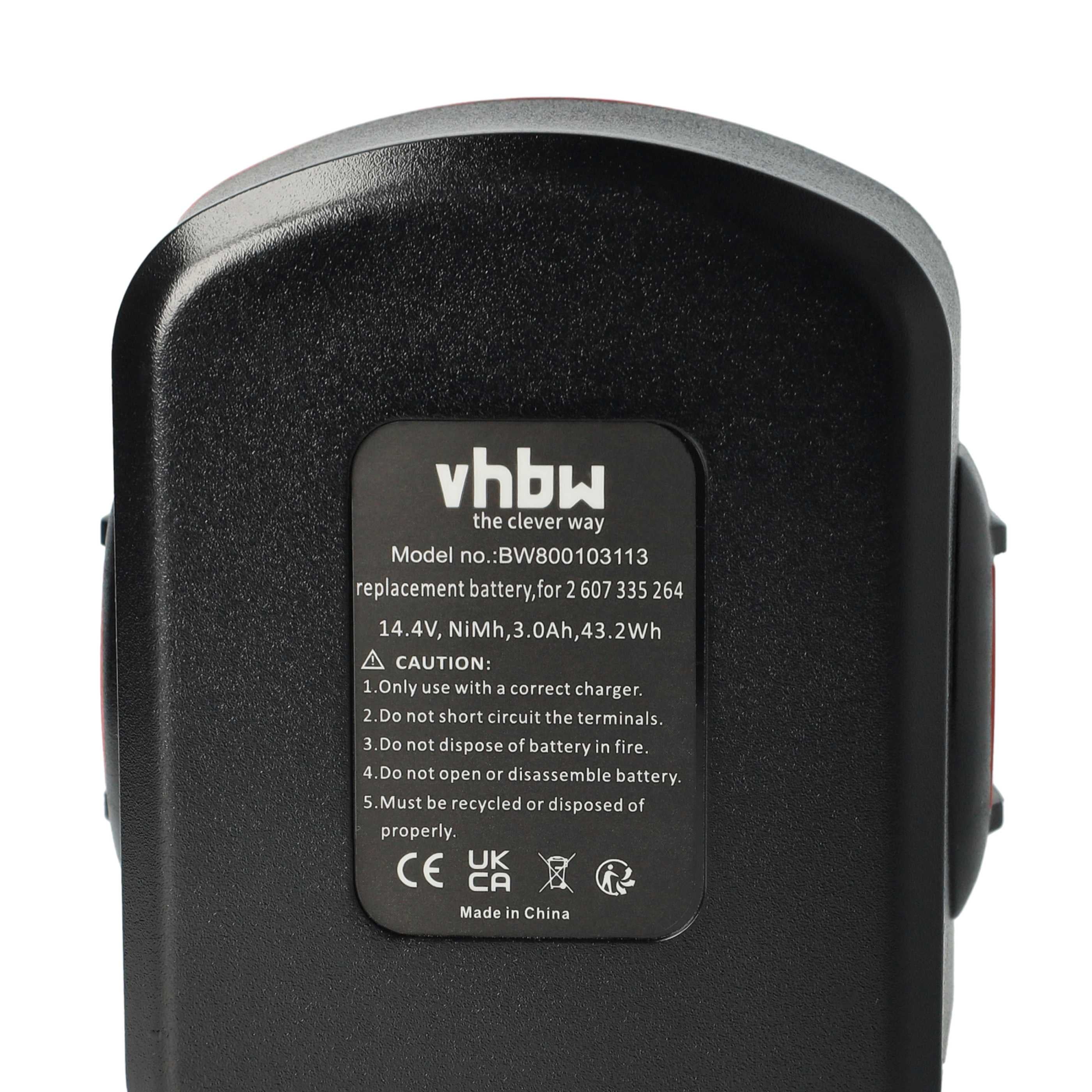 vhbw 3x Batterie remplacement pour Bosch 2 607 335 276, 2 607 335 432, 2 607 335 431, 2 607 335 418 pour outil électrique (3000 mAh, NiMH, 14,4 V) - 4