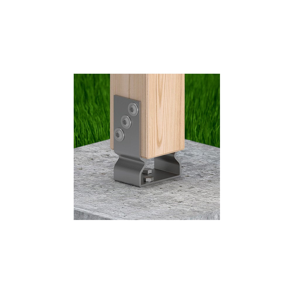 Embase pied de poteau en U avec support zinguée à visser - 71 x 150 x 60 x 4,0 mm - 4