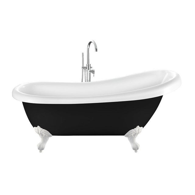 Baignoire sur pieds rétro RICHMOND Noire 171 cm Pieds d'Aigle Blancs