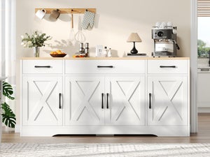 Julian Bowen Credenza Small Lowry In Legno Ciliegio Frassino - Stile Retrò 80x70x38 Cm