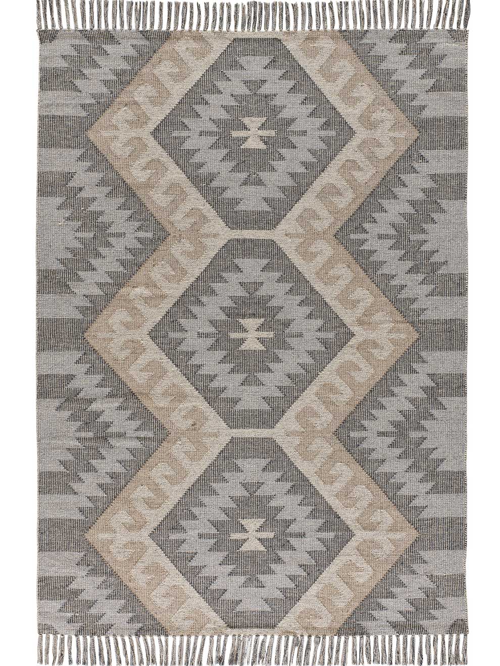 Alfombra interior gris rectangular 80 x 120 cm chandia étnico - atticgo