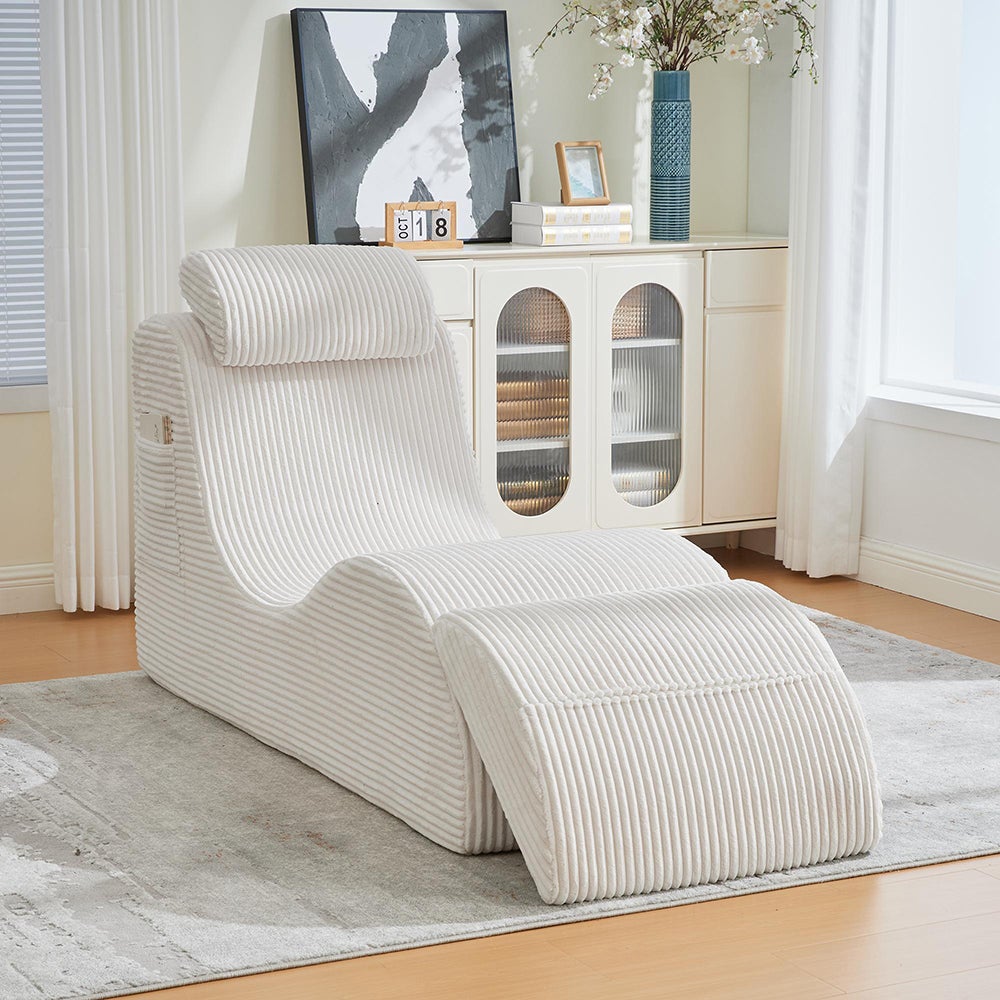 Fauteuil moderne design unique ergonomique mousse élastique pour confort quotidien coussin assise amovible poche latérale Beige - 10