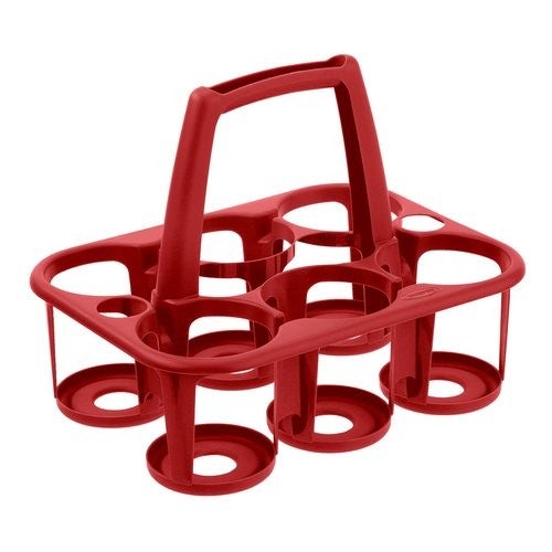Cestello Impilabile Per Bottiglie Cestello Portabottiglie Plastica Rossa - 6 Posti, Impilabile, PEHD Polietilene Alta Densità - 5