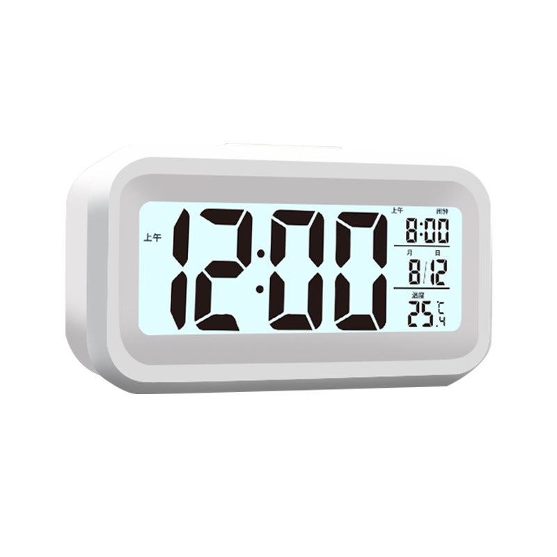 Réveil intelligent multifonction lumineux nouvelle génération, blanc, avec affichage numérique, horloge, température, calendrier perpétuel et réveil - 2
