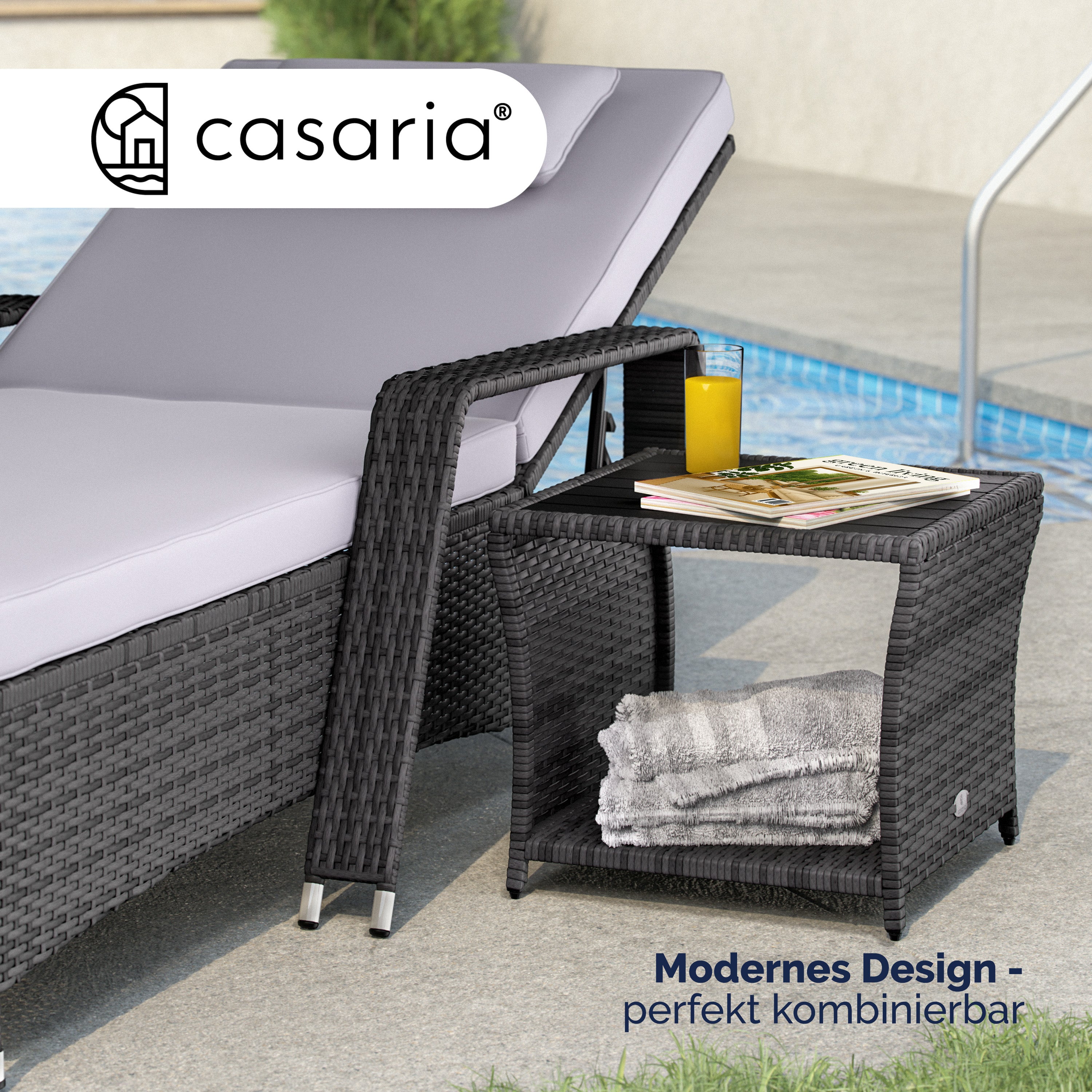 CASARIA® Table d'appoint en polyrotin Gris - 8