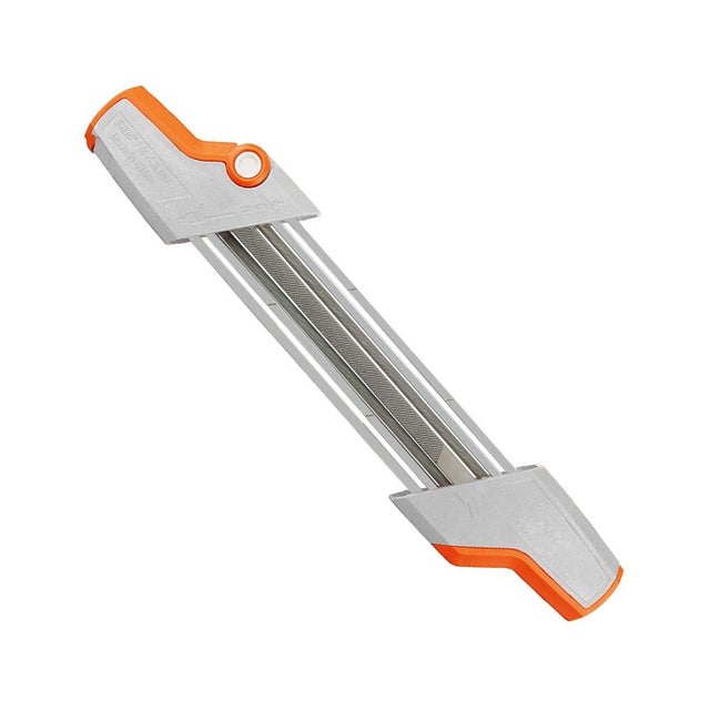Affûteur de chaîne de tronçonneuse 2 en 1 Easy File 4,0 mm, mini outil portable d'affûtage de chaînes pour le travail du bois, affûteur de chaîne univ