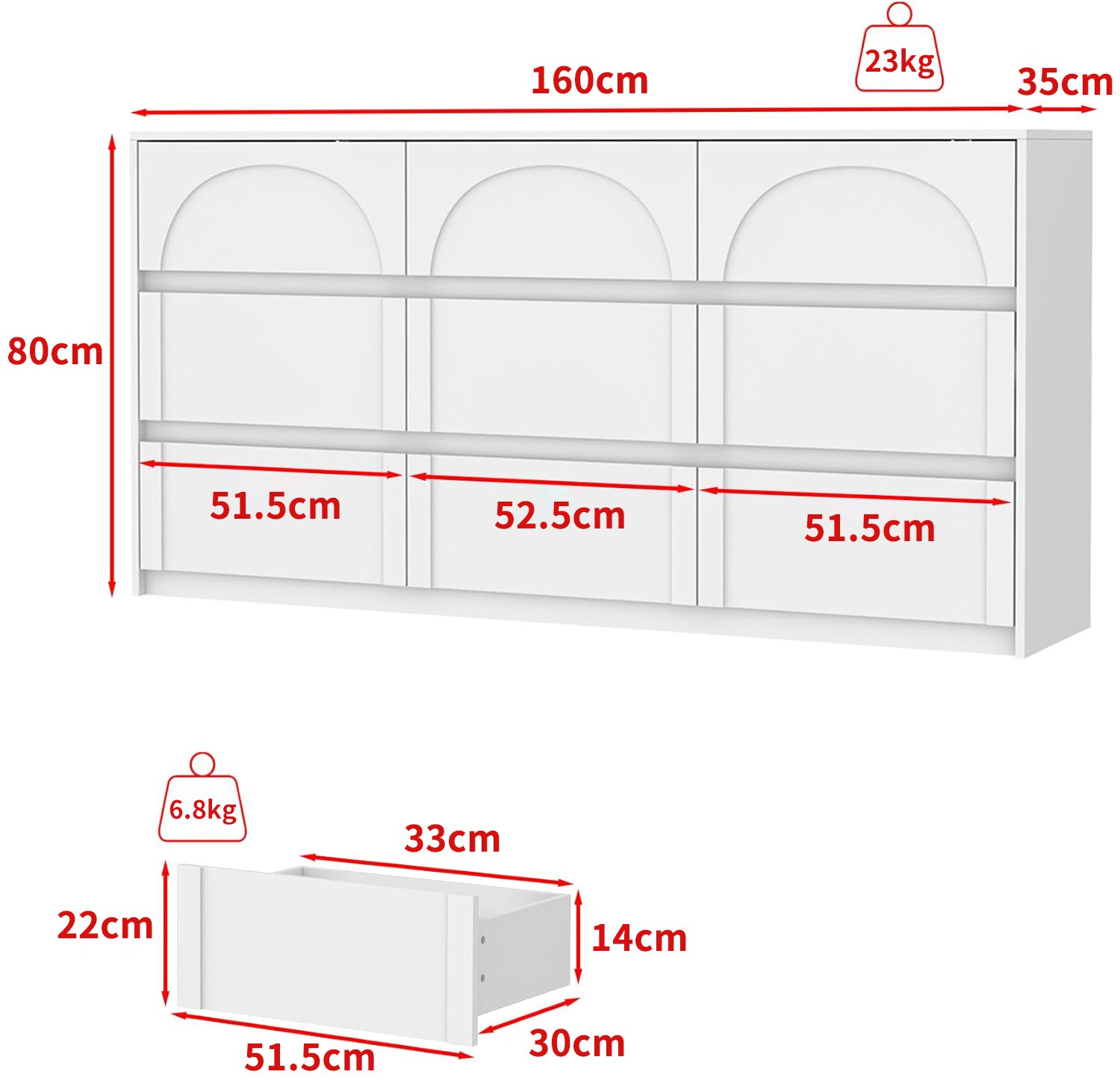 Commode avec 9 Tiroirs sans Poignée, Antibasculement, Armoire Base Moderne pour Chambre et Salon, 160 x 35 x 80 CM, Noir - 2