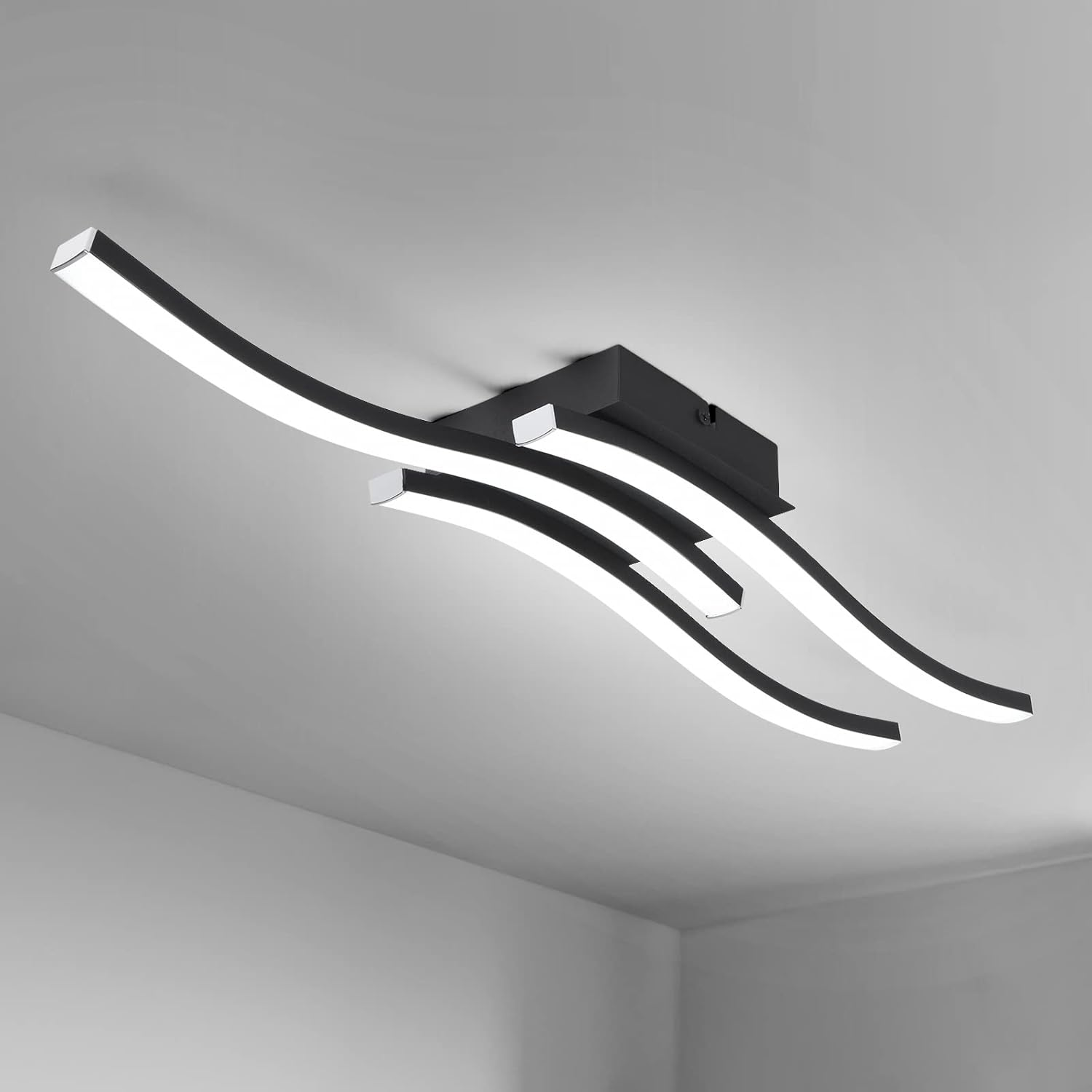 Plafon LED, Żyrandol w kształcie fali, designerski plafon LED, energooszczędny kinkiet LED, zimne białe światło 6000 K, 52 cm