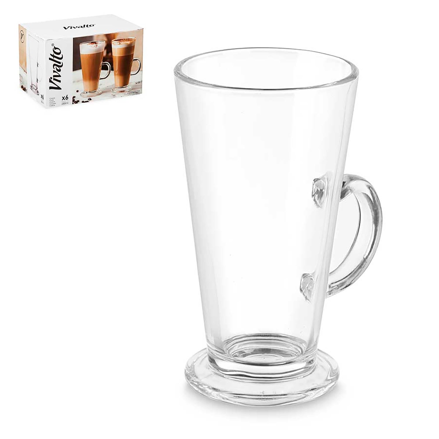 Dam Pack 6 Tazas Vidrio Cafe Latte 280Ml - Imagen 2