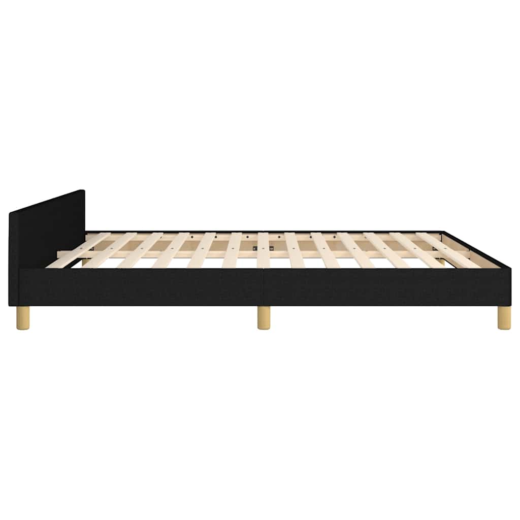 Cadre de lit sans matelas noir tissu - 7