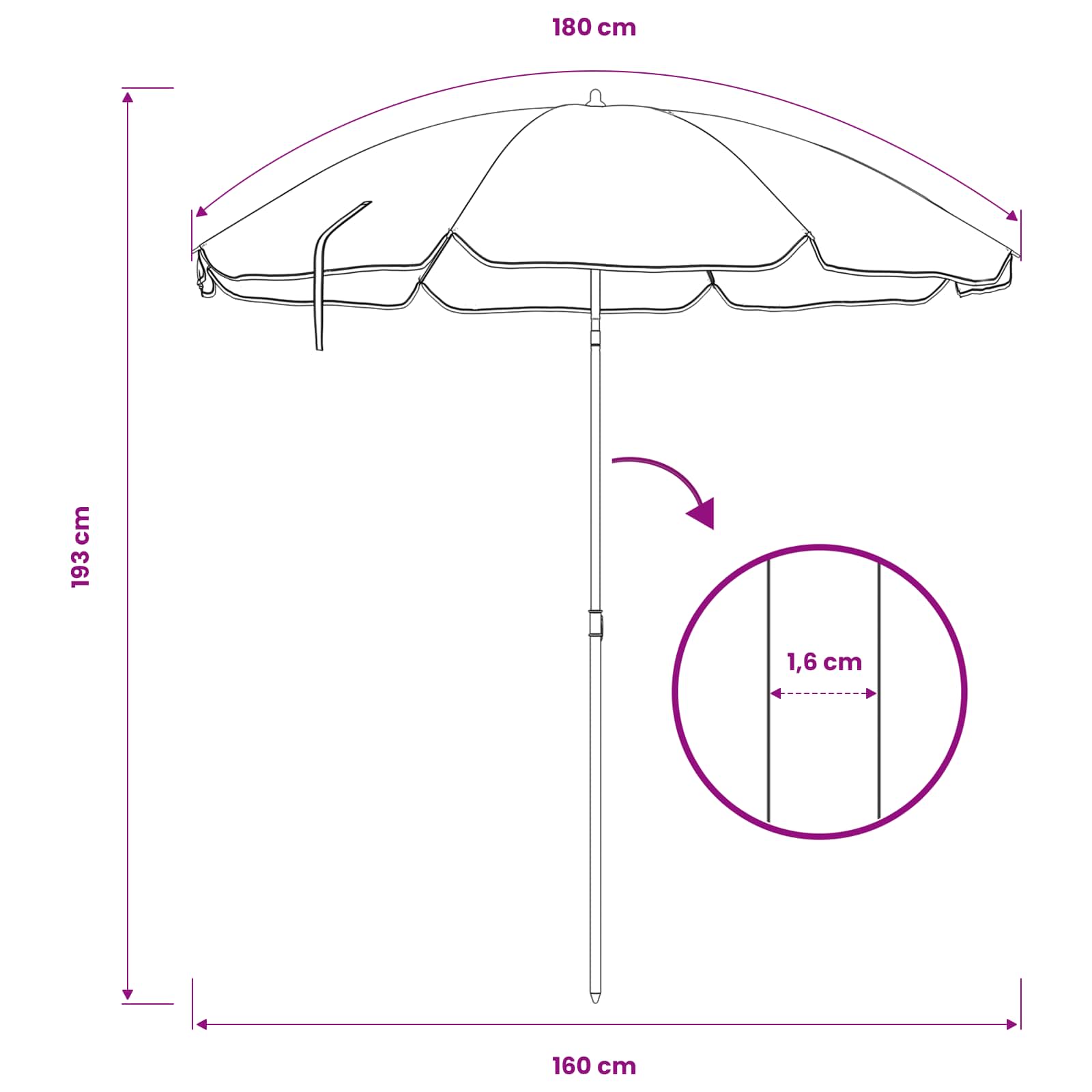 Parasol en polyester 170T vert pour la terrasse - 8