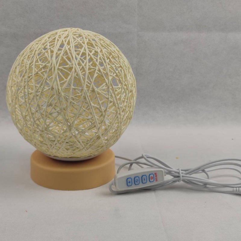 Lámpara de escritorio de ratán con forma de bola, 6 LED blanco cálido ...