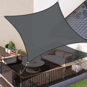 Voile D'Ombrage Rectangulaire 3x4m - Imperméable & Résistant - Gris Anthracite