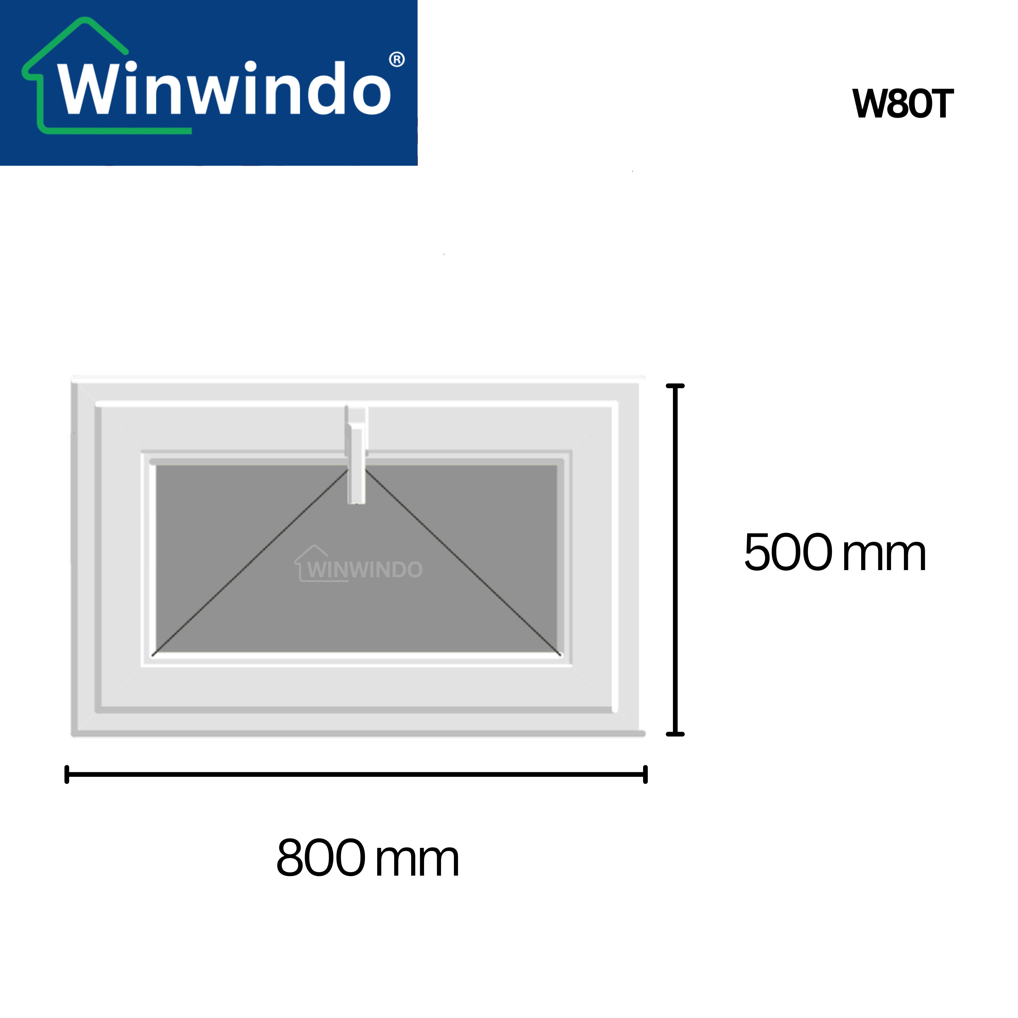 Fenêtre PVC renforcé 50×80 cm blanche à soufflet | Verre dépoli – Profilé Aluplast - 4