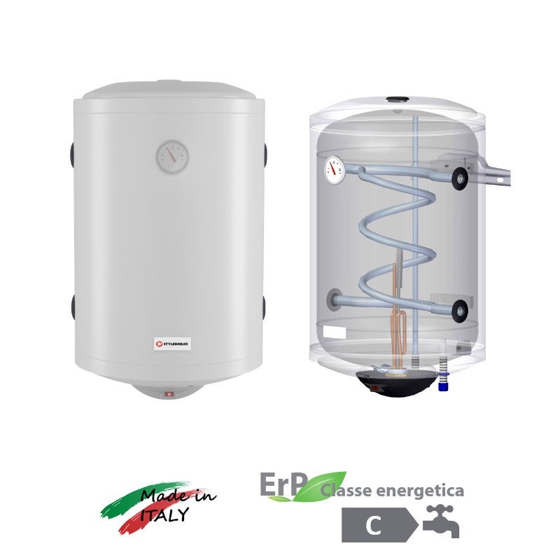 Bojler z wężownicą 100L / 893x476 mm z wejściem uniwersalnym prawy / lewy + grzałka , STYLEBOILER