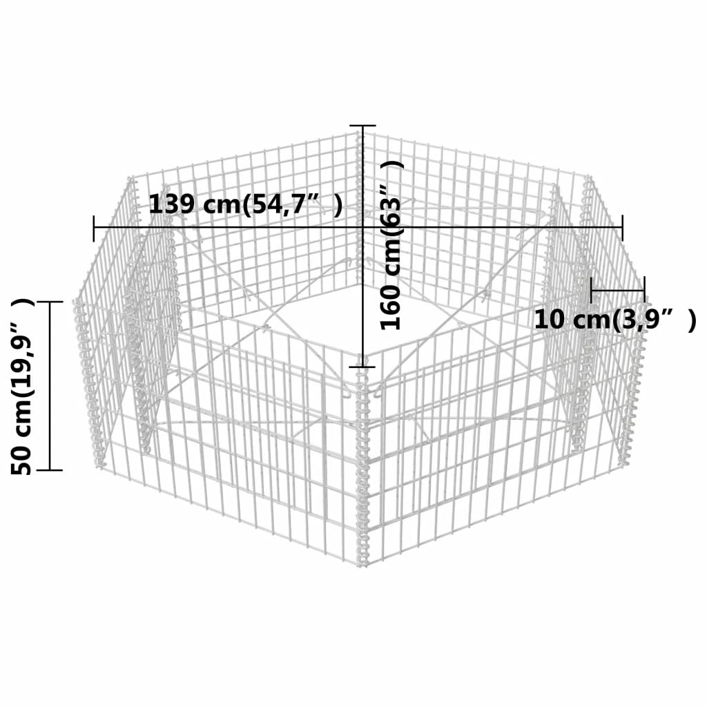 Fioriera rialzata piante fiori gabbione esagonale da giardino 160 x 140 x 50 cm 02_0001326 - 4