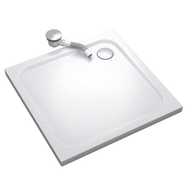 Doporro Receveur De Douche Antiglisse Bac à Douche Carré Extraplat Acrylique Noir Faro01 80x80x4cm + Bonde AL01