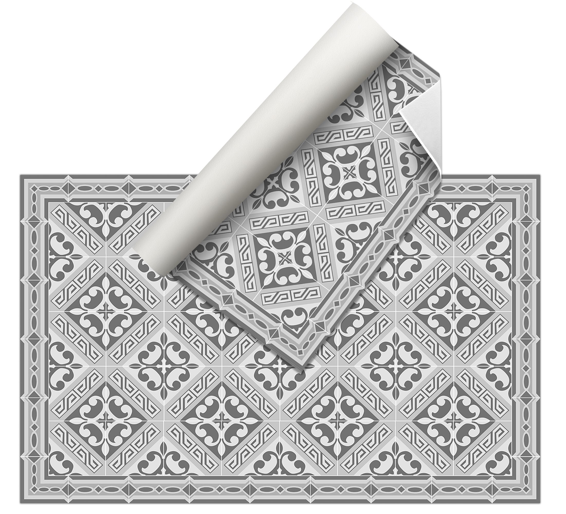 Dywan winylowy Aristocracy_grey 66x180 cm - antypoślizgowy PVC, winylowy do kuchni lub salonu, styl hydrauliczny