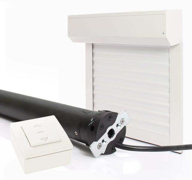 Volet roulant électrique alu. isolé motorisé filaire - Recoupable - H.140 x l.120 cm - Blanc