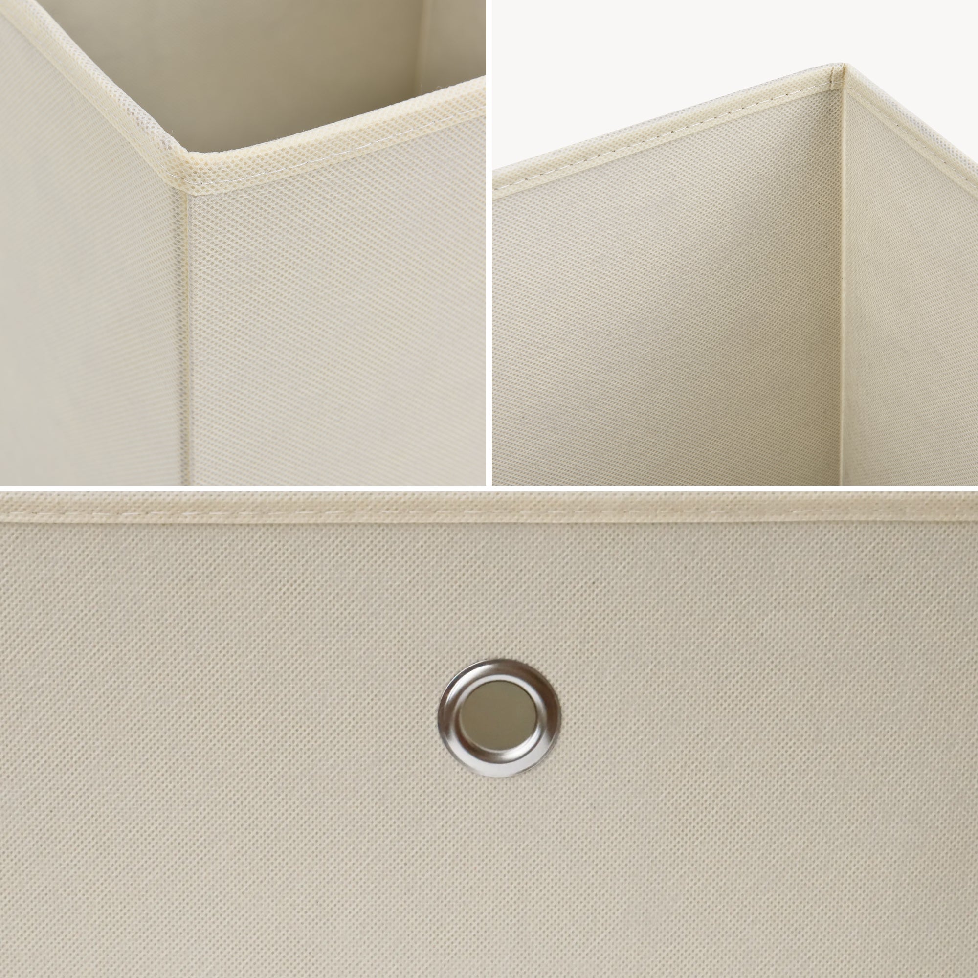 Set de 10 Boîtes de Rangement Textile Non Tissé 28 x 30 x 30 cm Beige [en.casa] - 9
