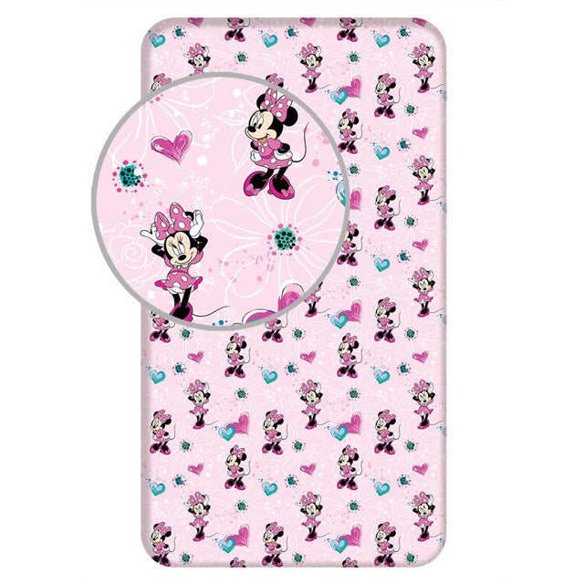 Drap housse élastique Disney Minnie Flowers 90x200 cm