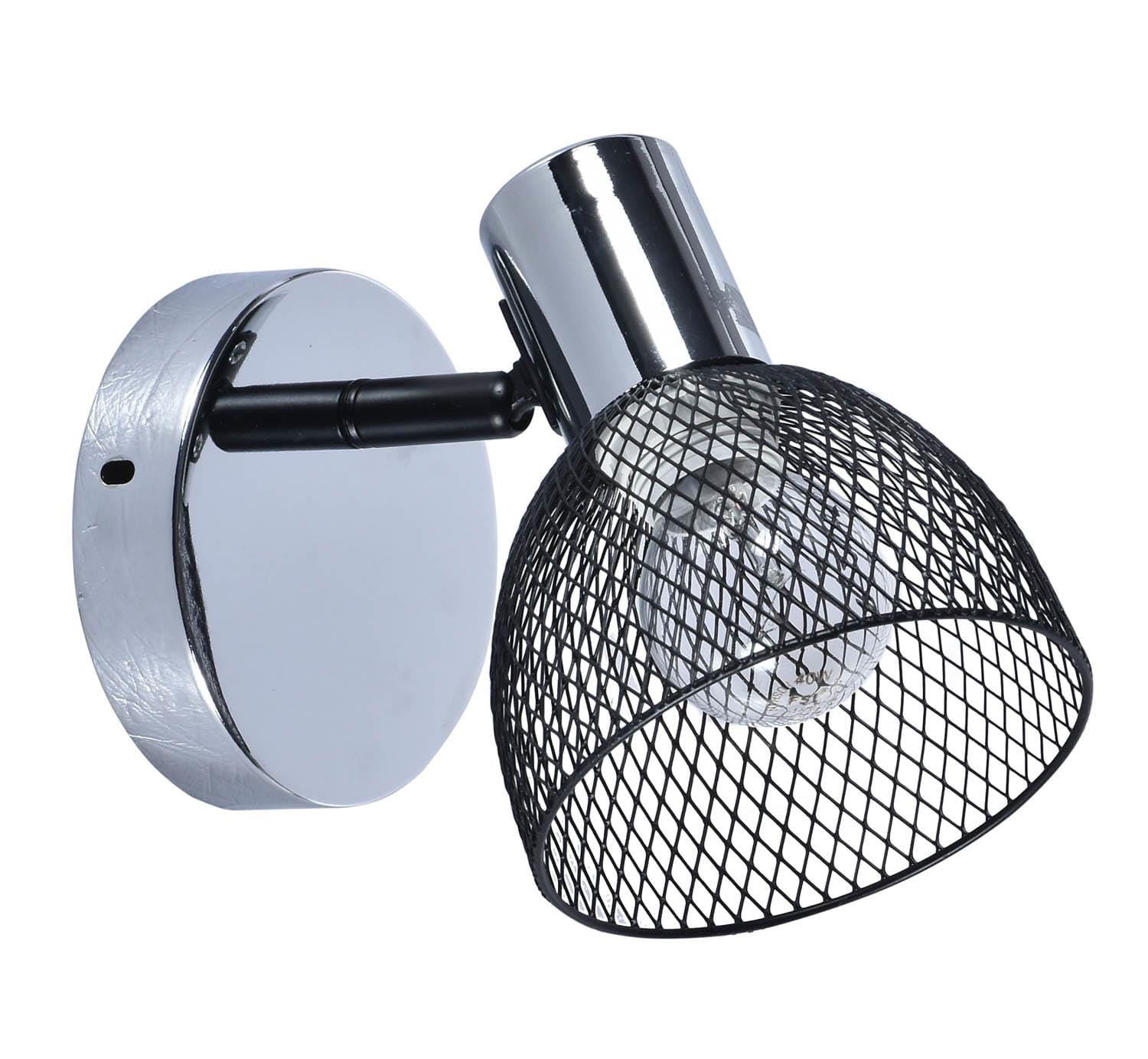 Kinkiet ścienny Roni chromowany czarny 1xE14x60W wym: 18 x 10,5 cm metal IP20 Lampex