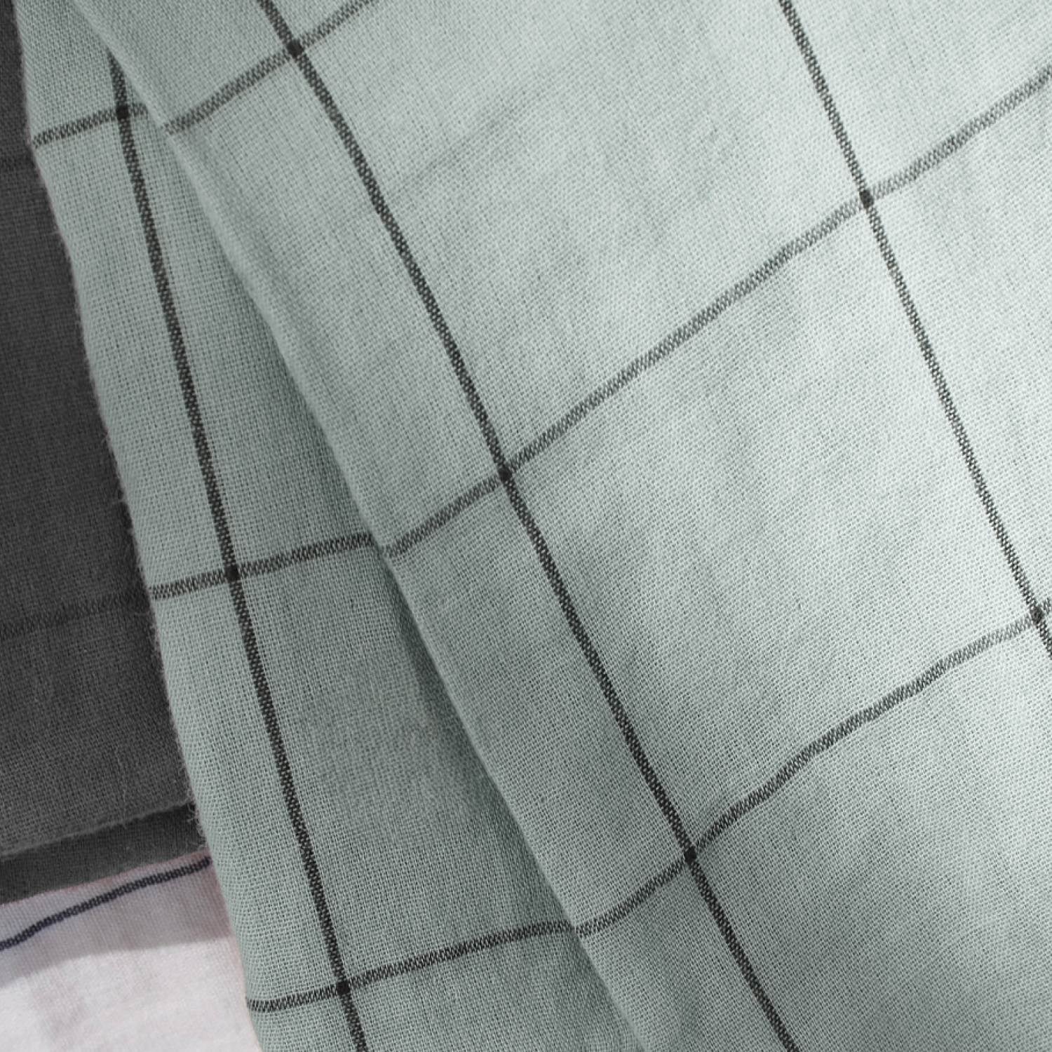 Taie d’oreiller 60 x 60 cm – Gaze de Coton Tissée – Gaïa Mix – Petits Carreaux Eucalyptus - 4