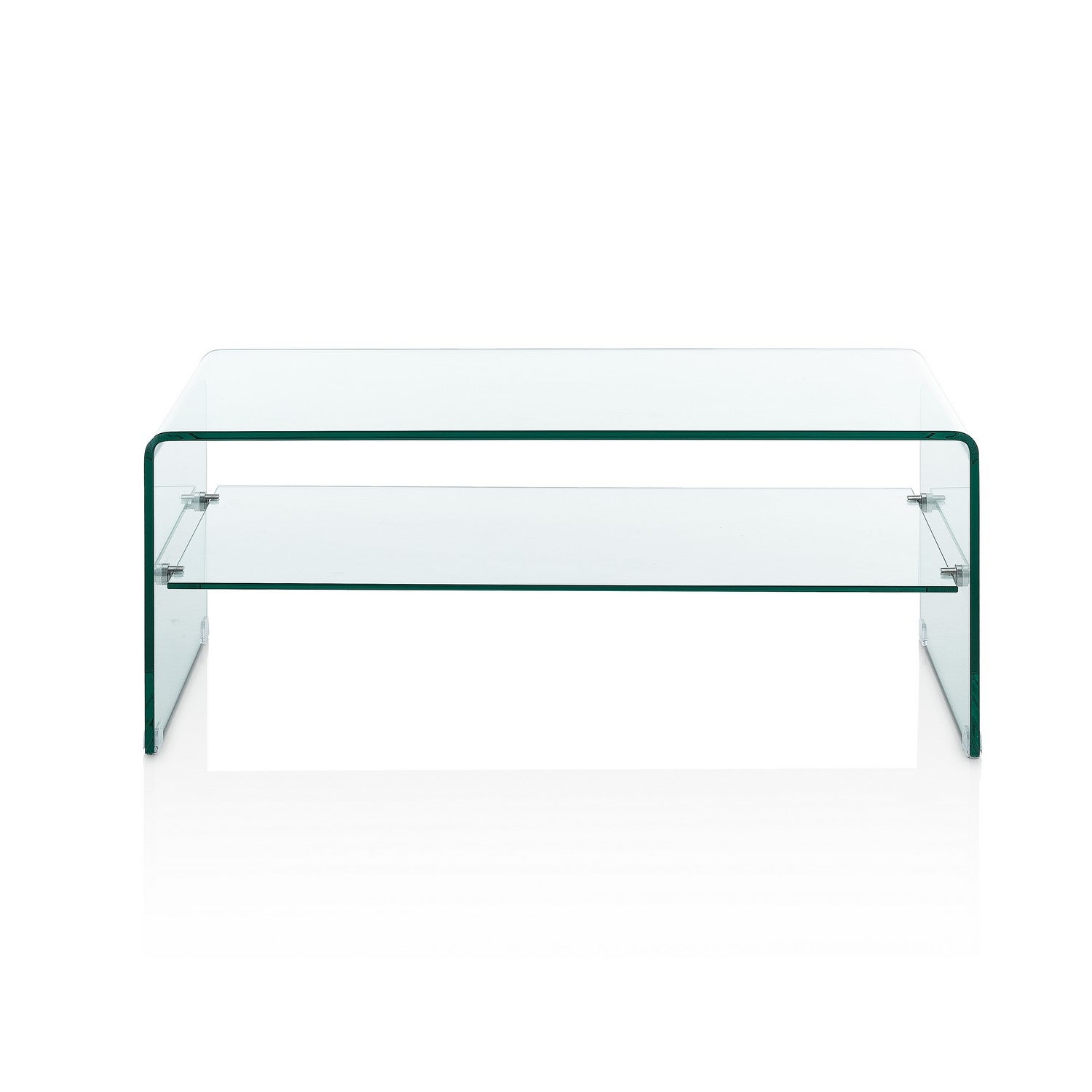 Tavolino a ponte CRISTAL EVO in vetro curvo trasparente 100x50x40