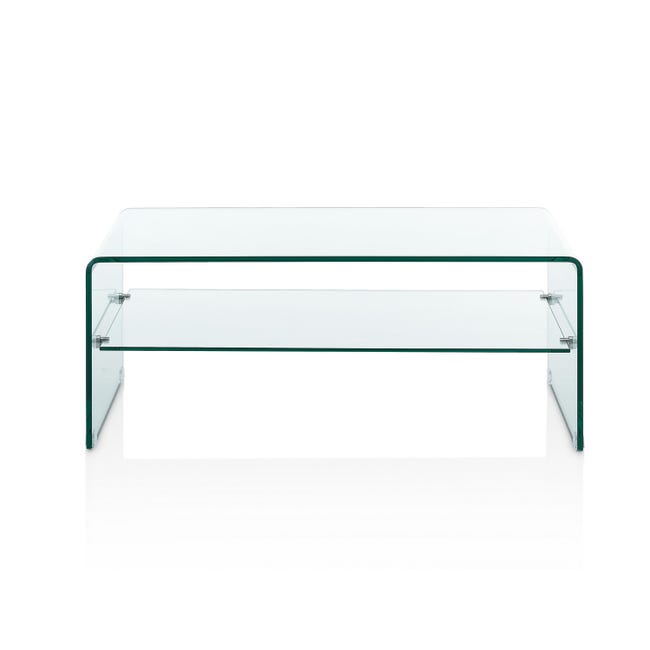 Tavolino a ponte CRISTAL EVO in vetro curvo trasparente 100x50x40