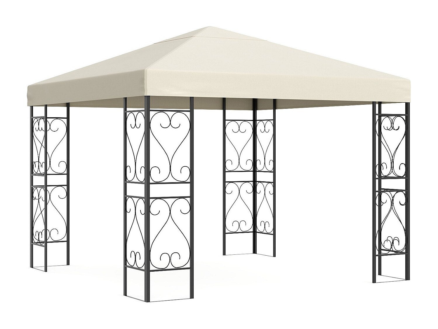 Tonnelle de jardin en métal façon fer forgé - 9 m² - Noir - FIDALA - 2