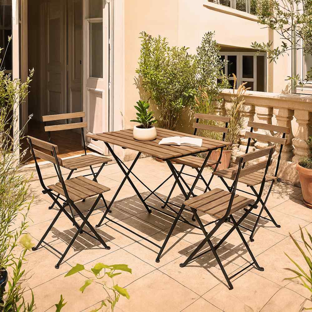 Set tavolino e quattro sedie da giardino modello nero 100x54x71 cm - 2